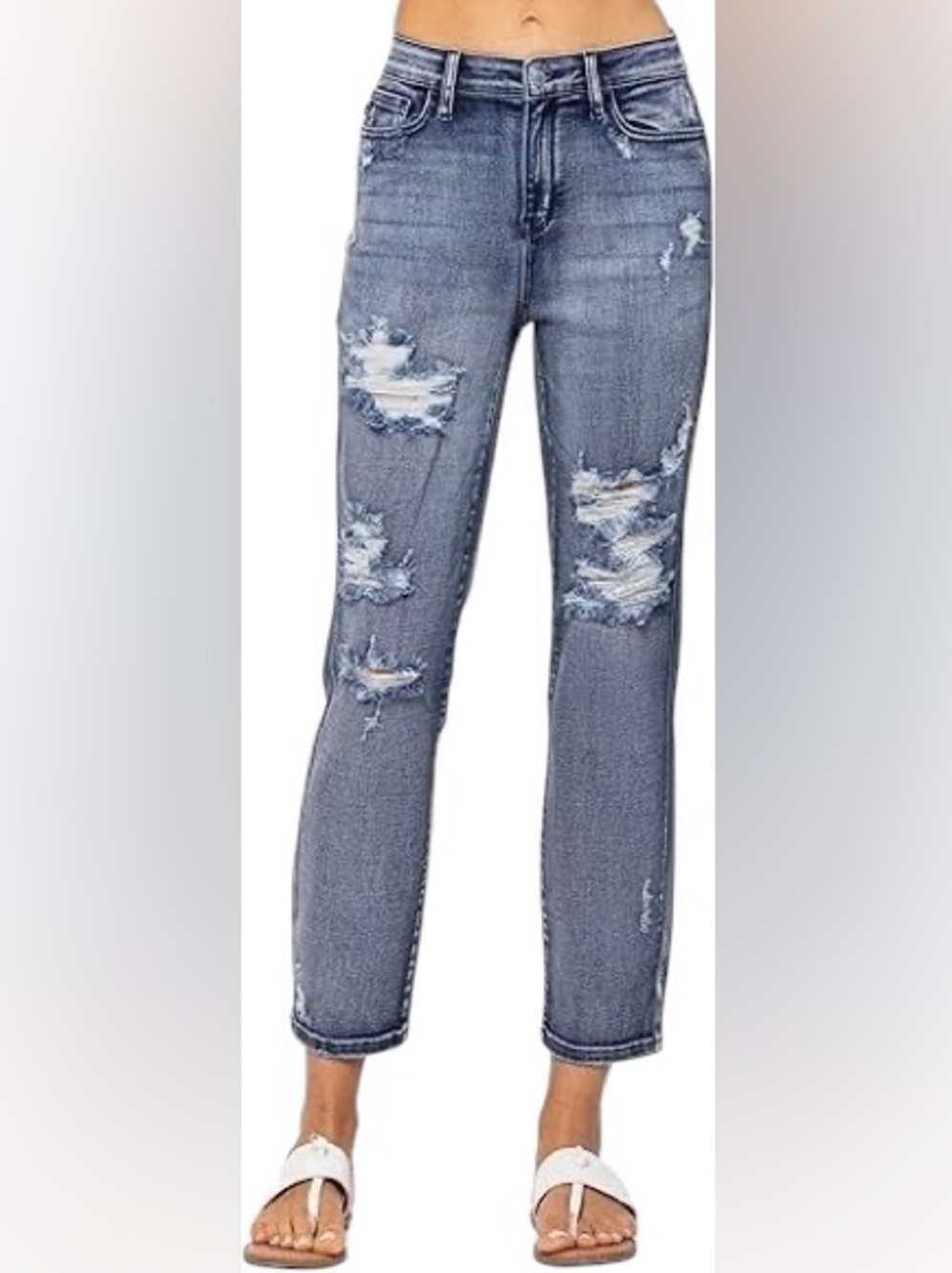 NWT Judy Blue High Rise Destroyed Boyfriend Jeans 14W Plus Size Distressed Denim